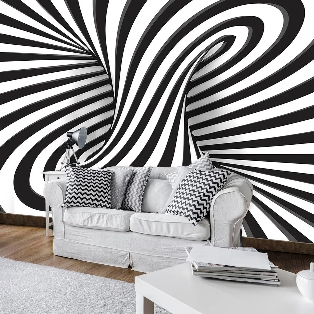 Fototapeta - Biele a čierne 3D krúženie (152,5x104 cm)