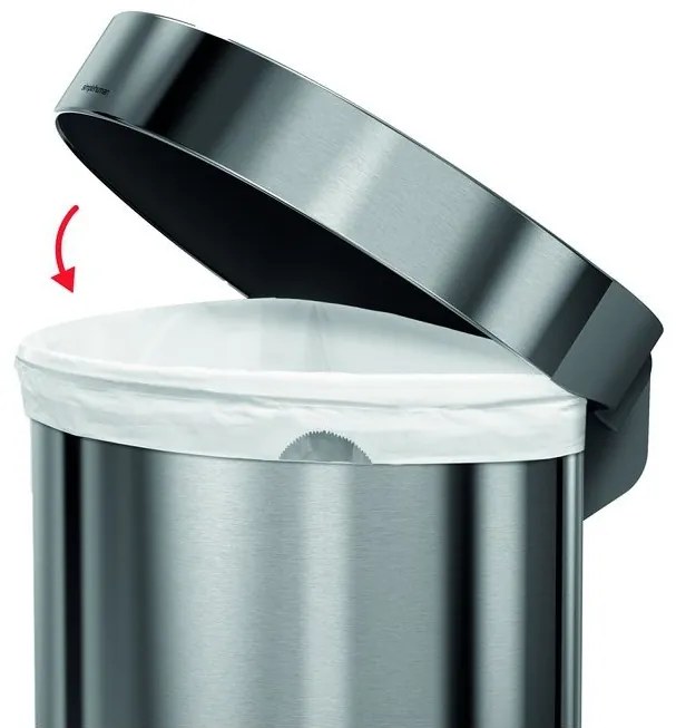 Pologuľatý pedálový kôš 45 l, matná oceľ, nerez