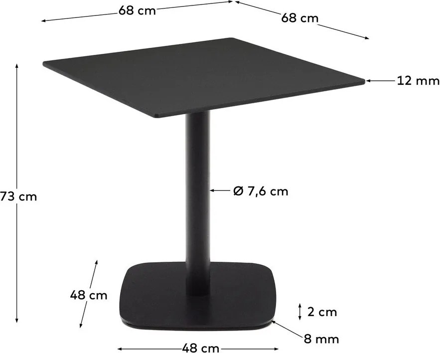 Kovový záhradný jedálenský stôl 68x68 cm Dina – Kave Home