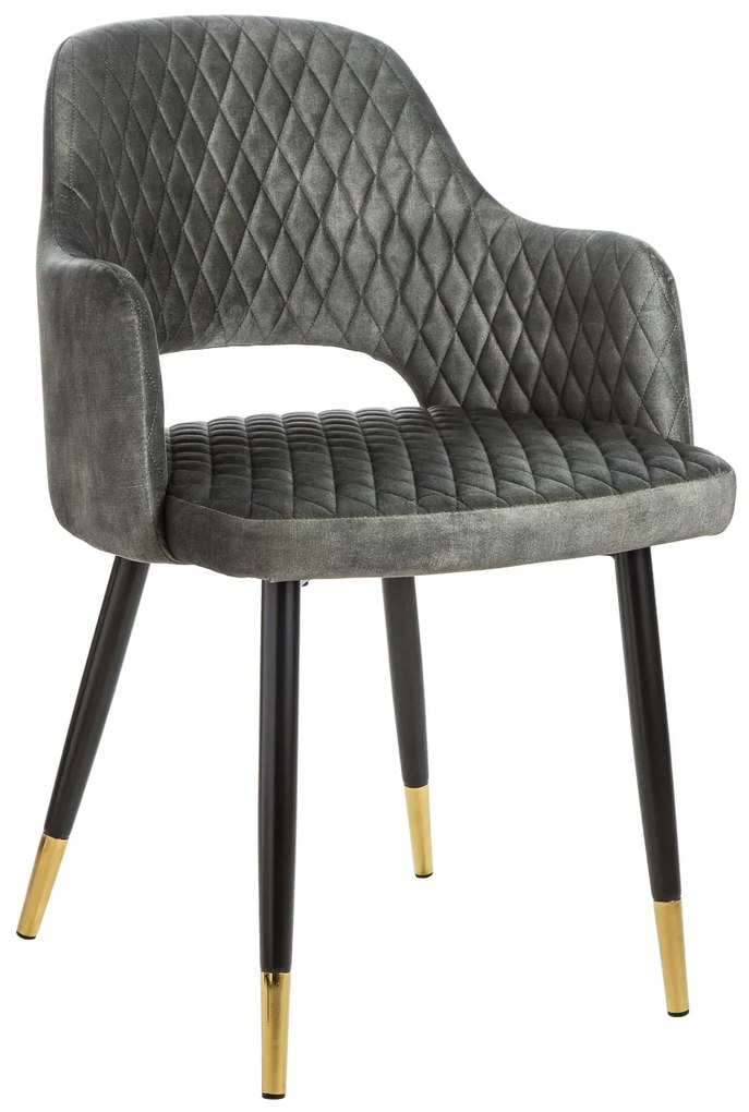 Stolička Paris dekoračné prešívanie zamat sivozelená