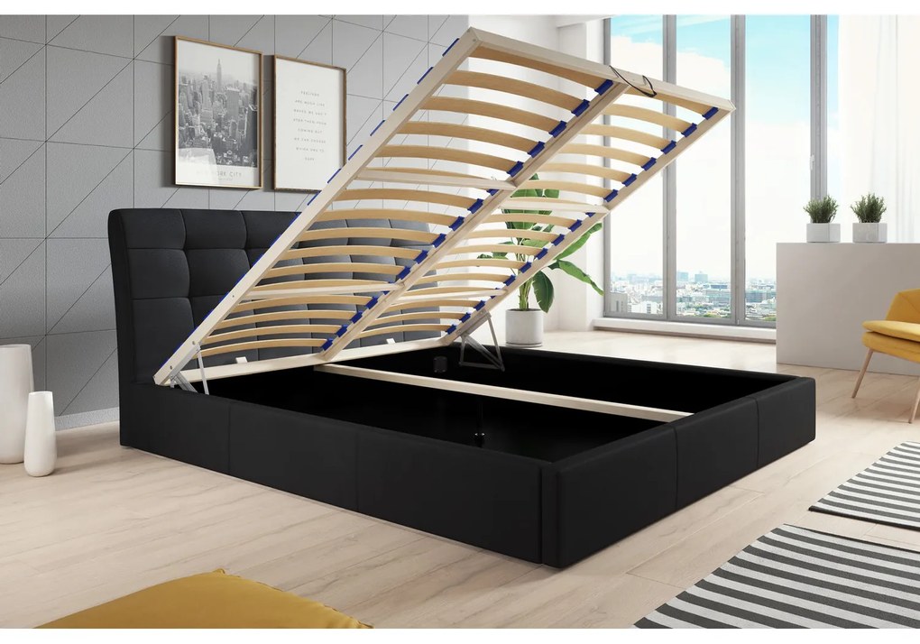 Čalúnená posteľ ADLO rozmer 80x200 cm Čierna eko-koža