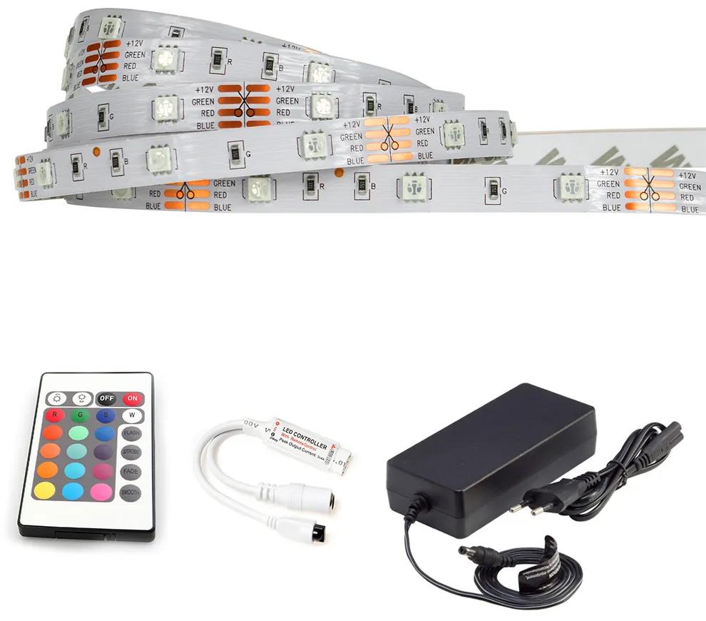 ECOLIGHT LED pásik - RGB SMD 5050 - 5m - 30LED/m - 7,2W/m - IP20 - komplet