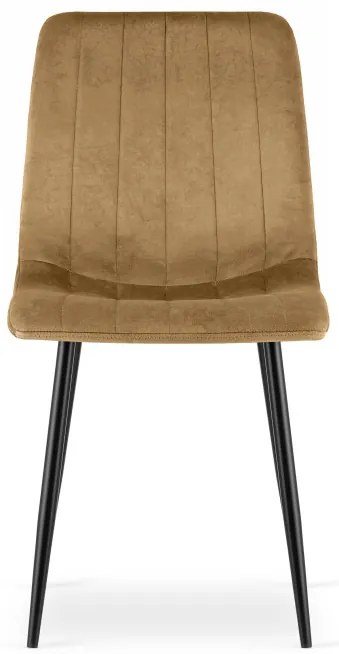 Set štyroch jedálenských stoličiek LAVA zamatové, hnedé / čierne nohy (4 ks)