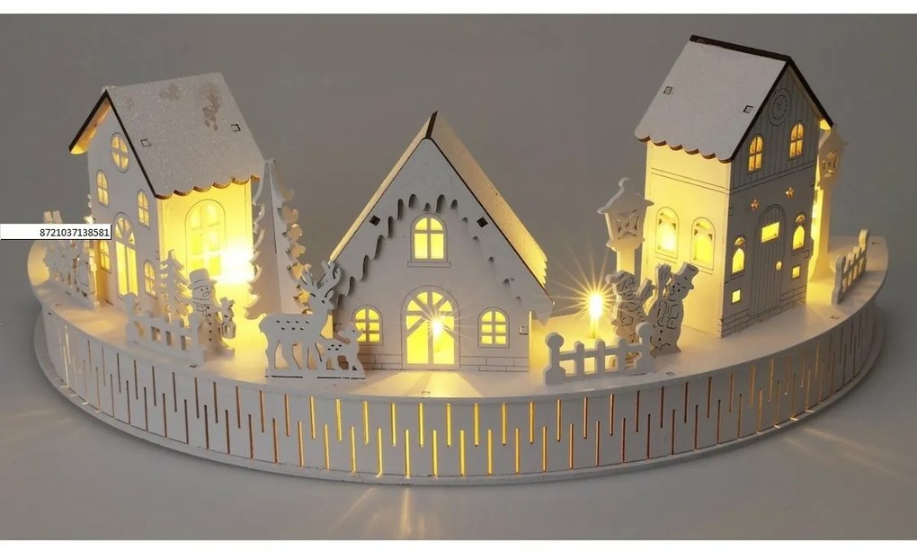 LED Zimné mestečko biela, 10x LED, 40 cm, 2x AA