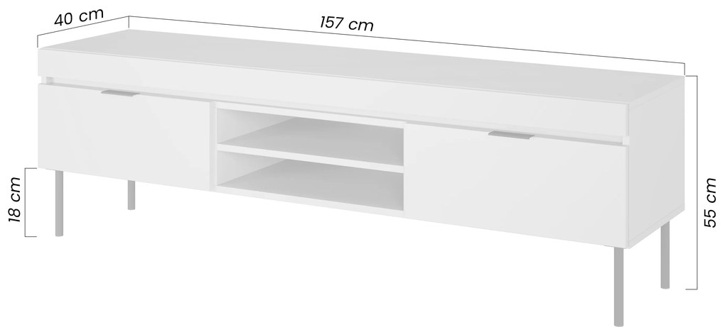 TV stolík Sentia 157 cm s 2 otvorenými policami - kašmírová / čierna