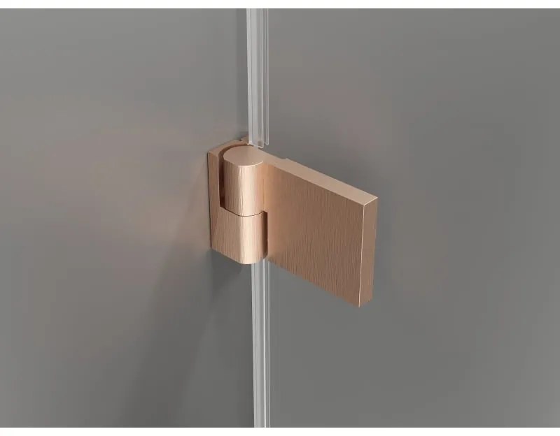 Mexen Lunar-B Duo výklopný sprchový kút 100 x 90 cm, číre sklo, medená matná, 832-100L-090P-65-00