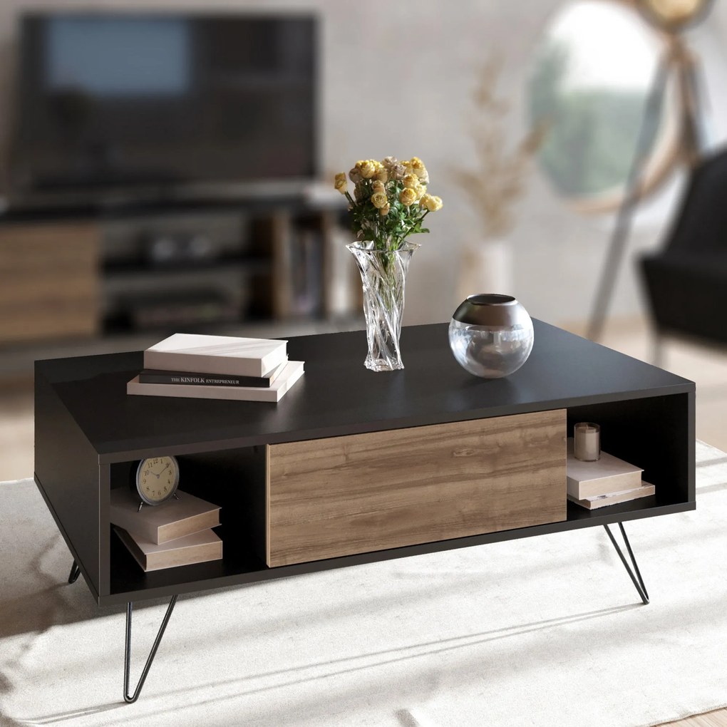 Konferenčný stôl Mistico - Black, Walnut