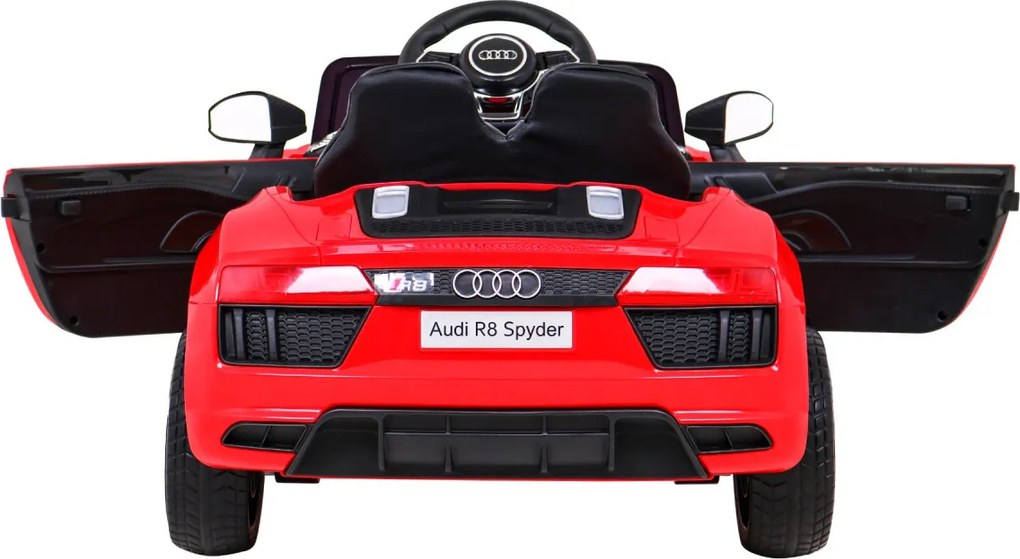 Ramiz Audi R8 na batérie pre deti Červená + diaľkové ovládanie + EVA + pomalý štart + MP3 LED