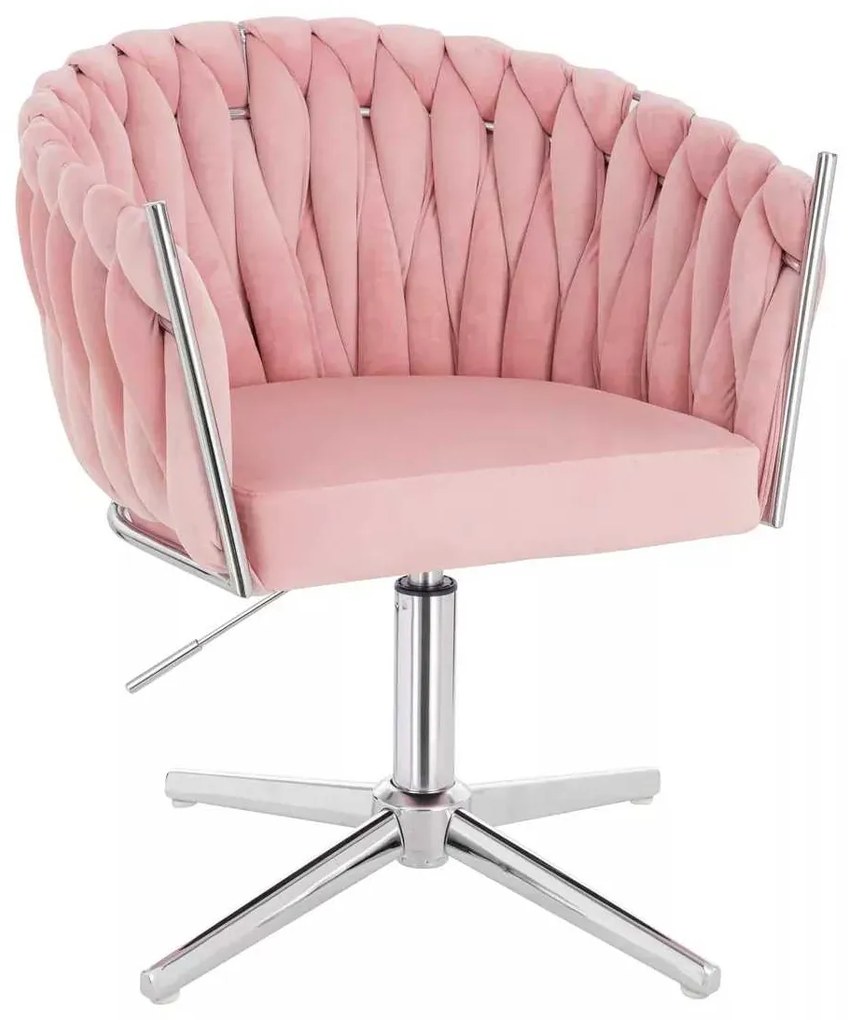 LuxuryForm DESIGN Stolička NORDEN VELUR na striebornom kríži - ružová