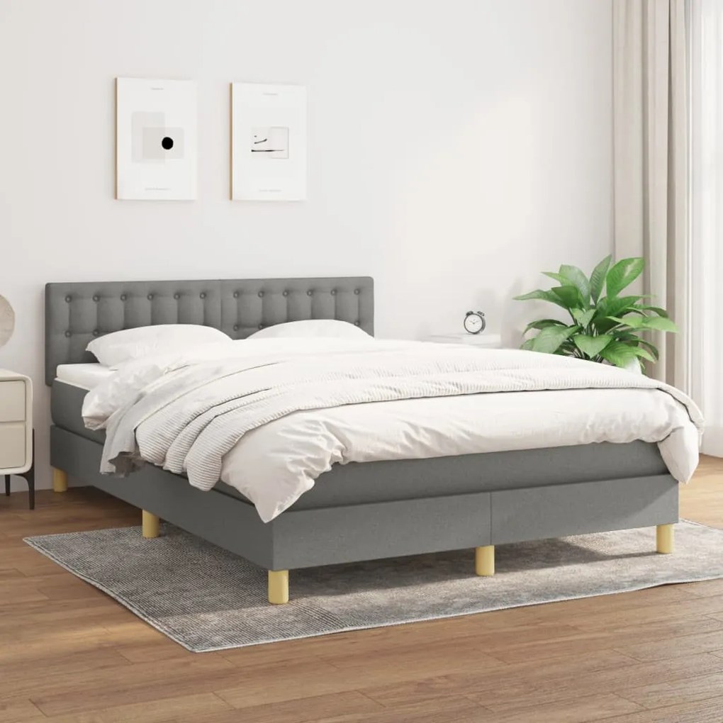 Boxspring posteľ s matracom tmavosivá 140x190 cm látka 3140930