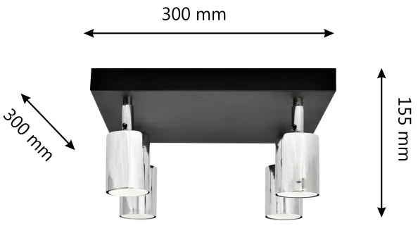 LED Bodové svietidlo TUNE 4xGU10/4,8W/230V matný chróm/čierna