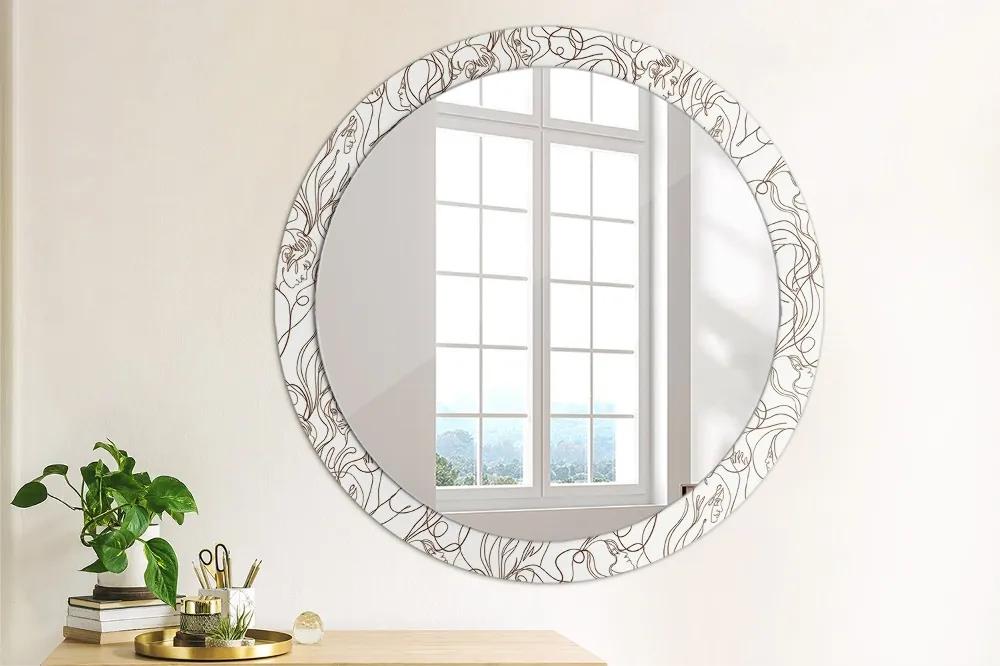 Okrúhle ozdobné zrkadlo Umelecké línie fi 90 cm