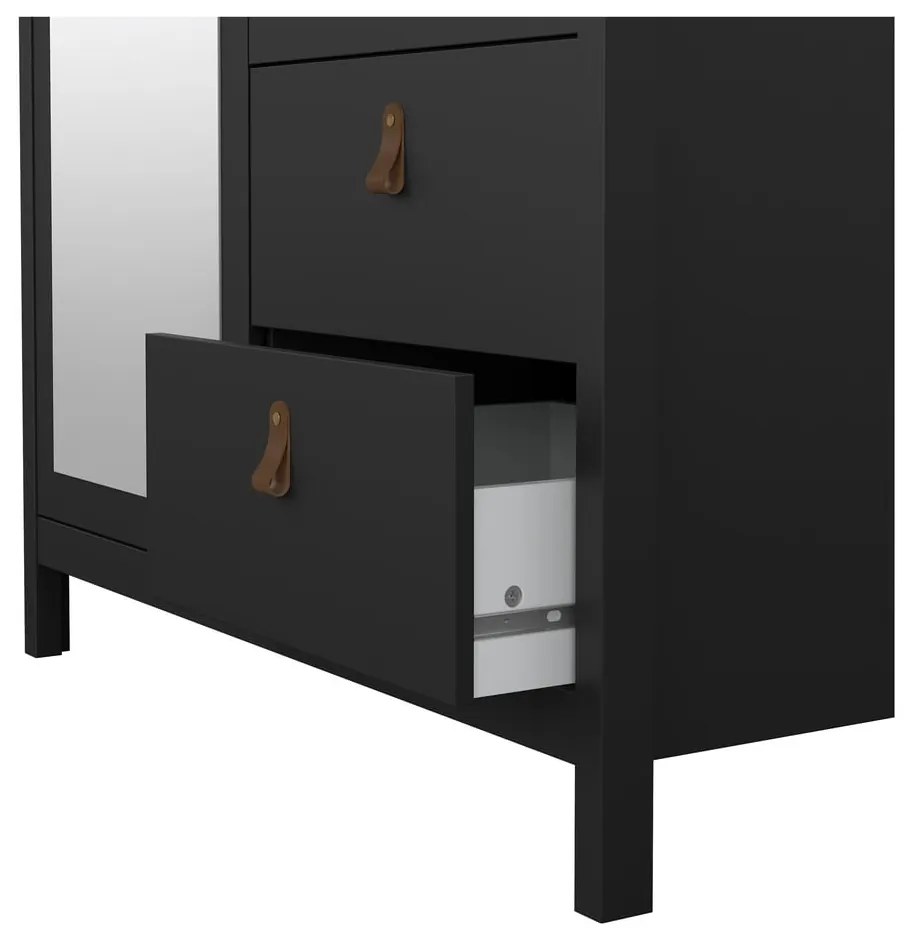 Čierna šatníková skriňa so zrkadlom 102x199x58 cm Madrid – Tvilum