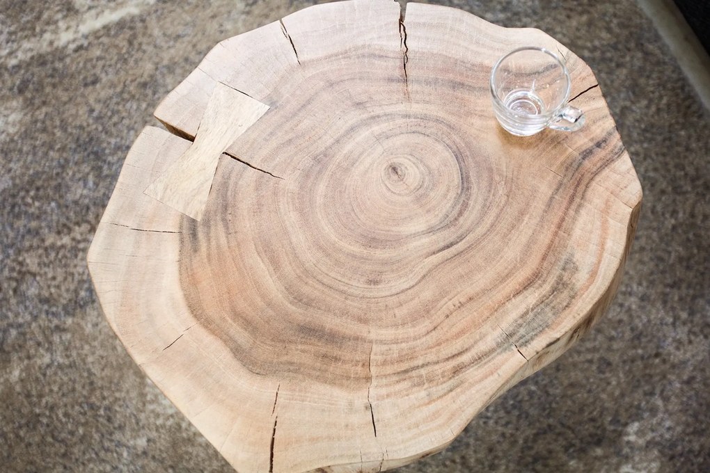 Štýlový odkladací stolík z prírodného dreva Nature - 45 cm