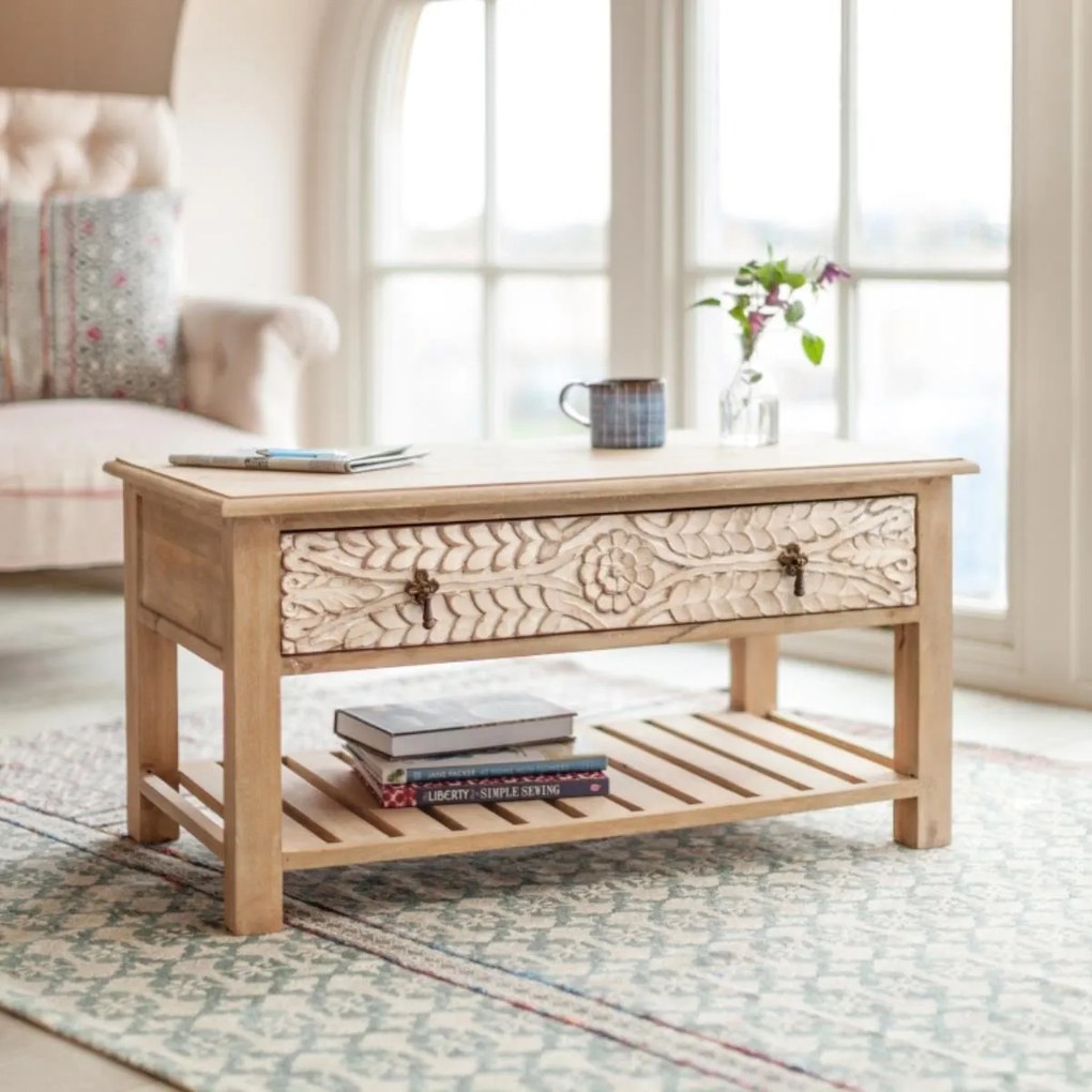 furniture-nabytek.cz - Rustikální konferenční stolek z masivu mango 90x45x60
