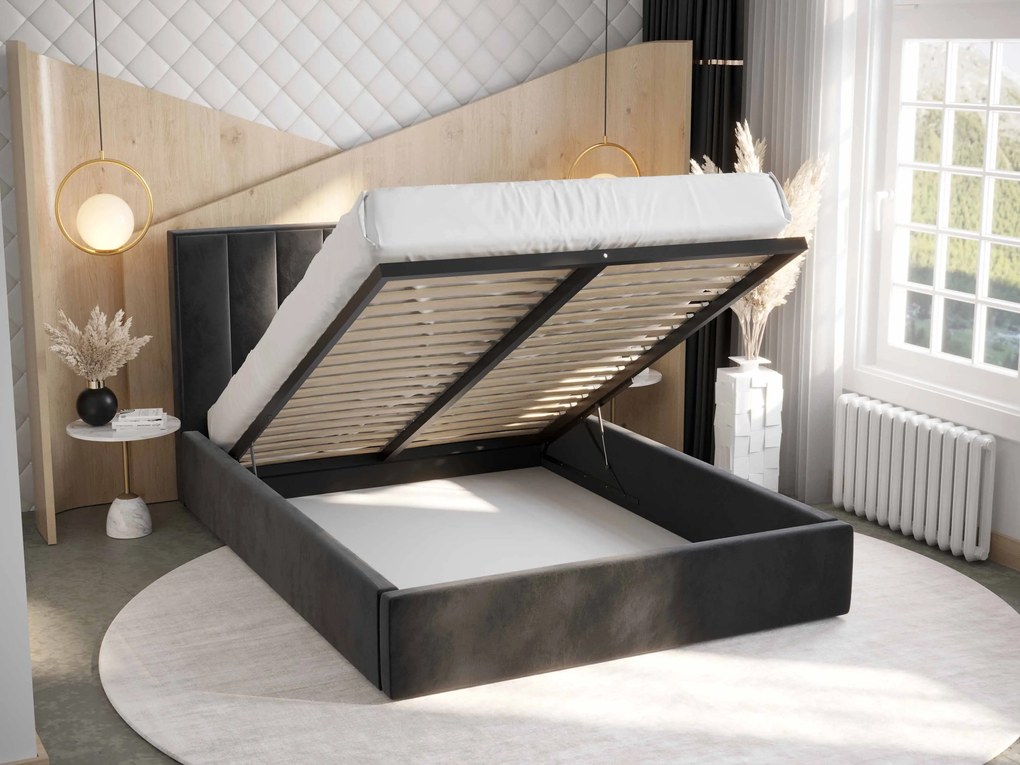 Manželská posteľ 140 cm Ocie (hnedá) (s roštom a úložným priestorom). Vlastná spoľahlivá doprava až k Vám domov. 1047107