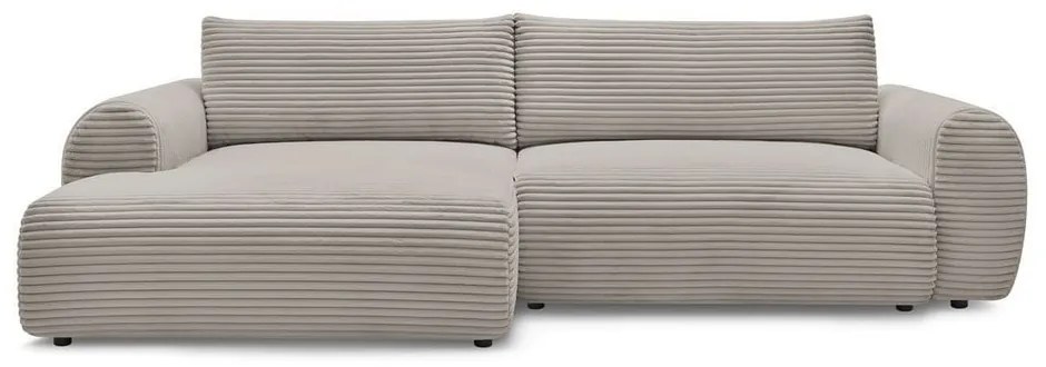 Svetlosivo-béžová menčestrová rozkladacia rohová pohovka (ľavý roh) Lucien – Bobochic Paris