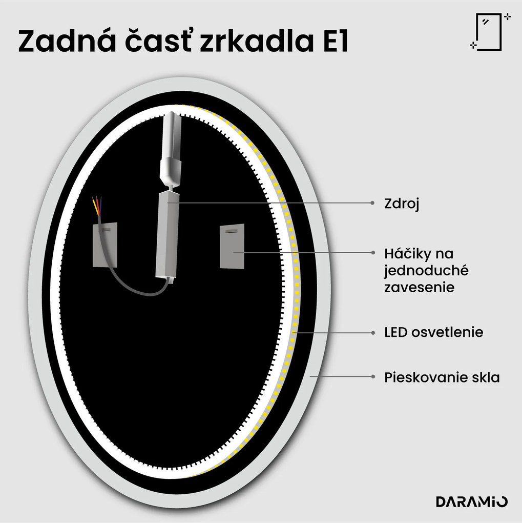 Okrúhle zrkadlo s LED osvetlením E1