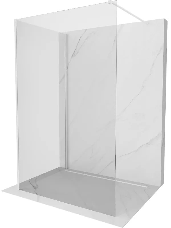 Mexen Kioto, 2-stenová sprchová zástena Walk-In 110 x 85 cm, 8mm číre sklo, biely profil, 800-110-212-20-00-085