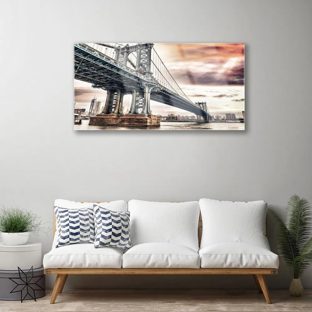 Skleneny obraz Most mesto architektúra 100x50 cm