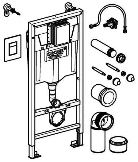 GROHE 38811KF0 - 3v1 súprava pre WC SOLIDO, 1,13 m, čierna