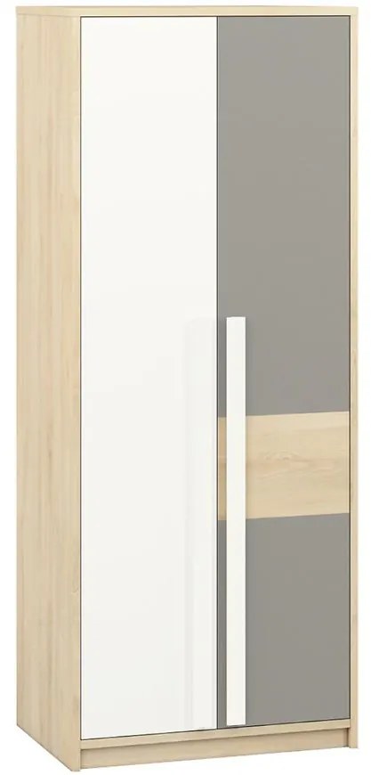 Skriňa 02 Drop Buk Fjord/Biely/Šedá Platina