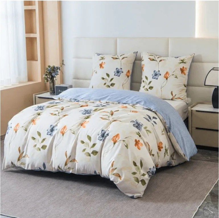 Flanelové obliečky z mikrovlákna GENTLE LEAVES krémové Rozmer obliečky: 2 ks 70 x 90 cm | 200 x 220 cm