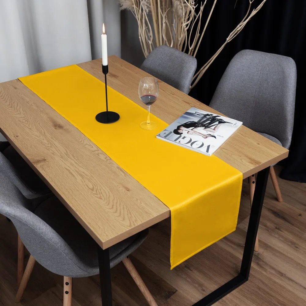 Biante Saténový behúň na stôl polyesterový Satén LUX-041 Kanárikovo žltý 35x120 cm
