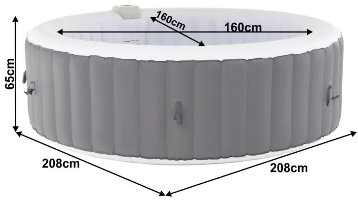 Kondela Nafukovacia vírivka, sivá/biela, 4-6 os, 1000 l, KAMINO TYP 2