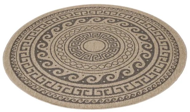 Šnúrkový koberec Comilla ornament béž-antracit, kruh