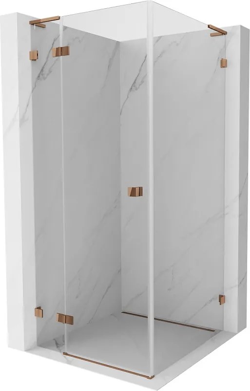 Mexen Lunar L, 1-krídlový sprchový kút, ľavý, 100 x 100 cm, 8mm číre sklo, ružové zlato profil, 834L-100-100-60-00-L