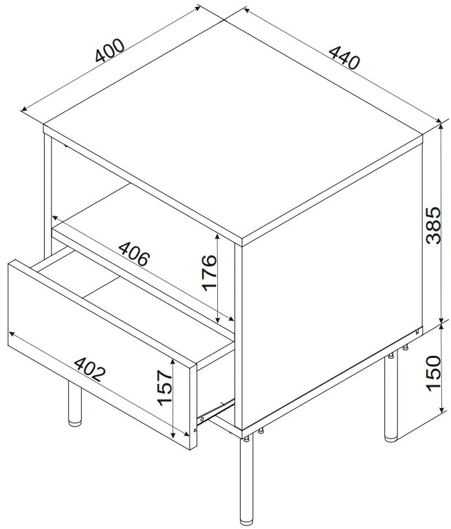 Cama Nočný stolík Trese (2 ks) - zelená