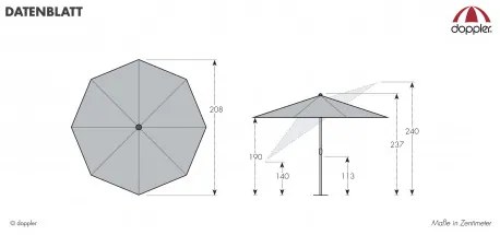 Doppler ACTIVE 210 cm - slnečník so stredovou nohou : Barvy slunečníků - 820