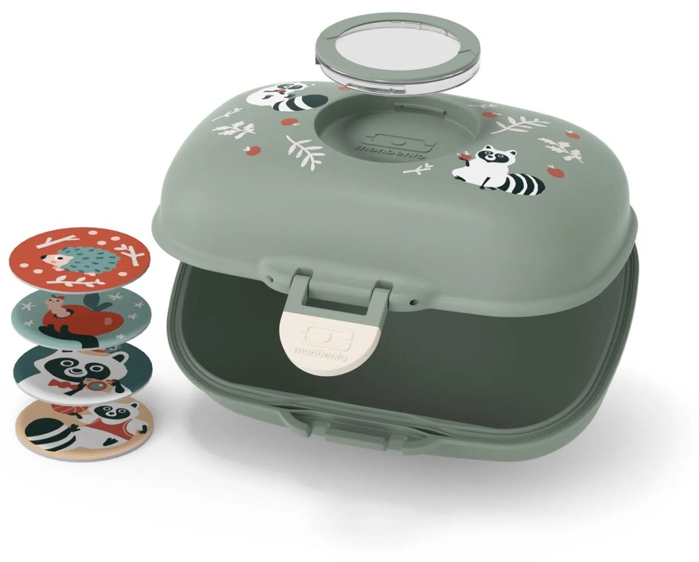 monbento Desiatový box Monbento Gram Green Raccoon 600 ml