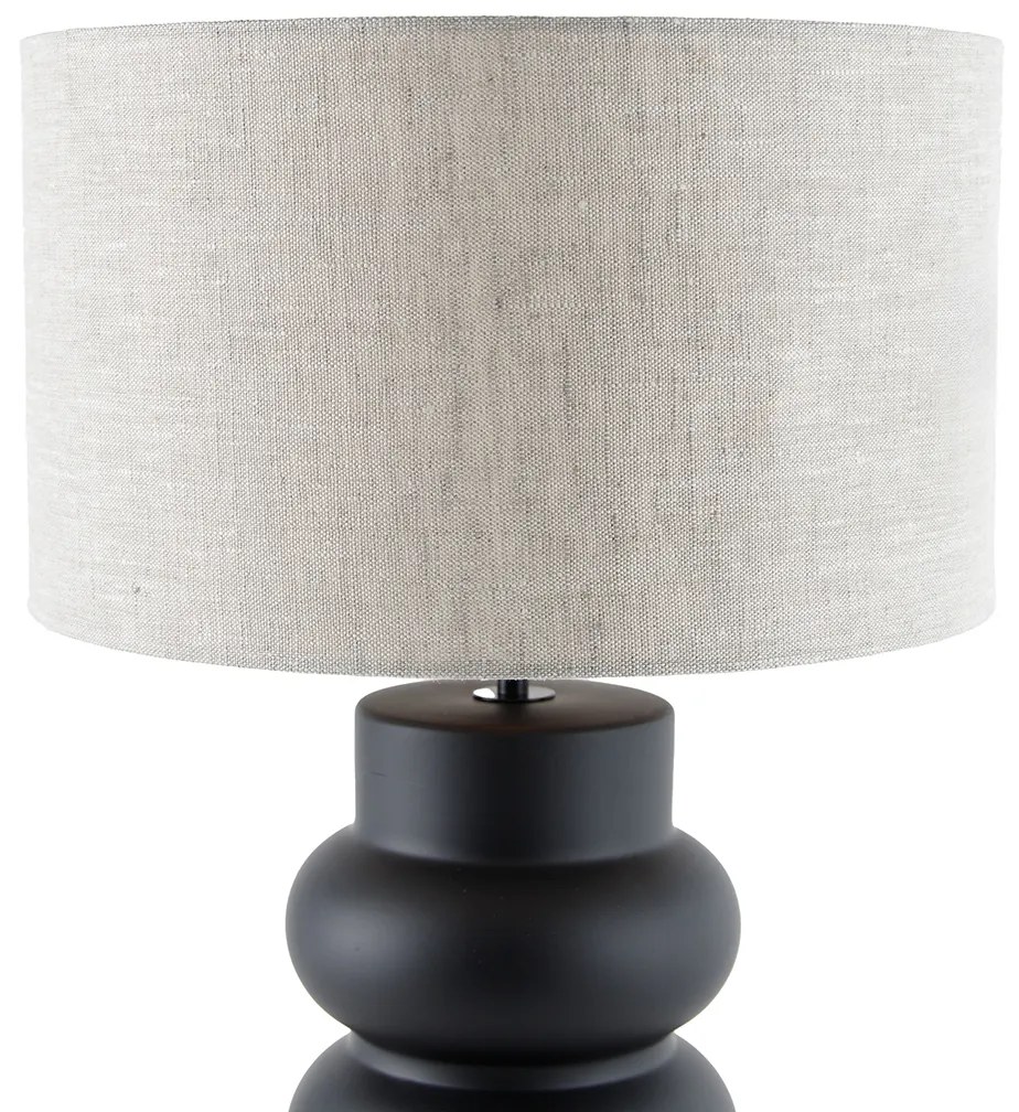 Dizajnová stolná lampa čierna s látkovým tienidlom svetlosivým 35 cm - Alisia