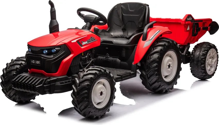 LEAN CARS Elektrický traktor na batérie HC-306 s prívesom 24V červený