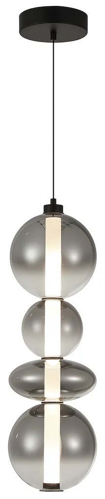 Závesné svietidlo Daphne, 4x grafitové sklenené tienidlo, b