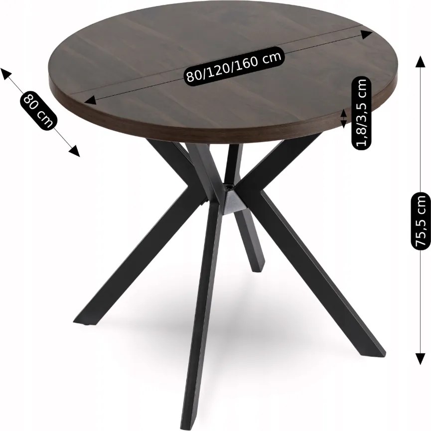Rozkladací stôl DORIAN 80-160 cm orech/čierna