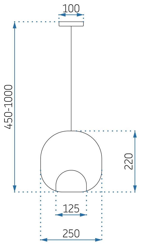 Toolight - závesné sklenené svietidlo s dymového skla E27 60W APP1027-1CP, čierna, OSW-01154