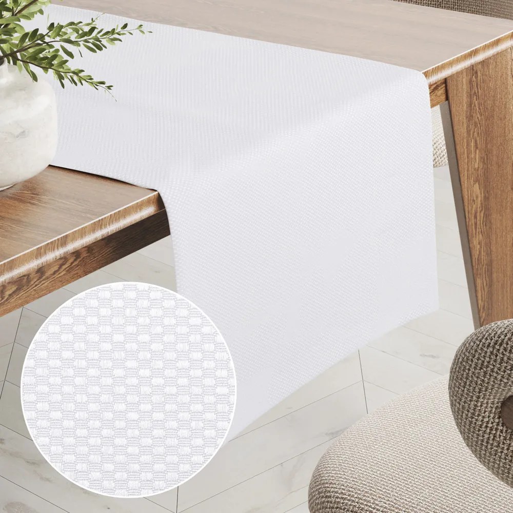 Biante Dekoračný behúň na stôl Monako PM-126 Drobný nopkový vzor biely 35x180 cm