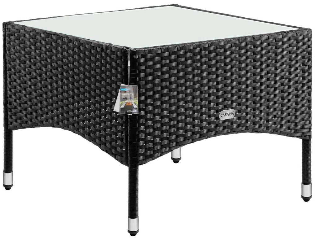 InternetovaZahrada - Ratanový stolík / čajový stôl - 58 x 58 x 42 cm - čierny