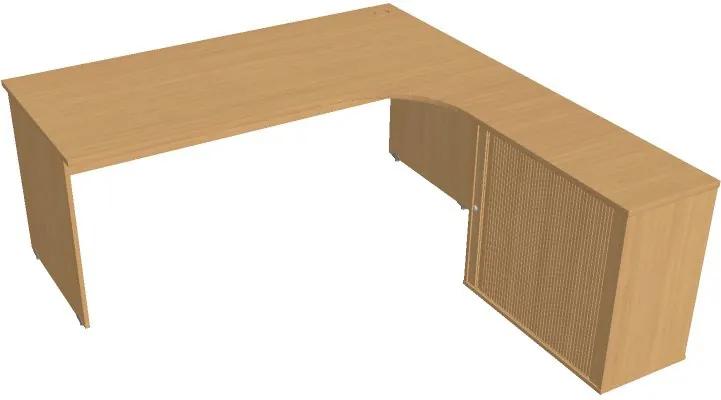 Rohový písací stôl UNI so skrinkou -  dĺžka 1800 mm, ľavý, buk