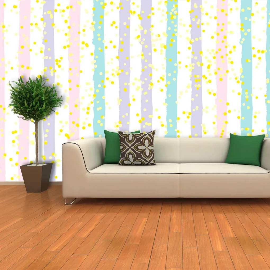 Sablio Tapeta Pruhy a bodky štetcom - 125x75 cm