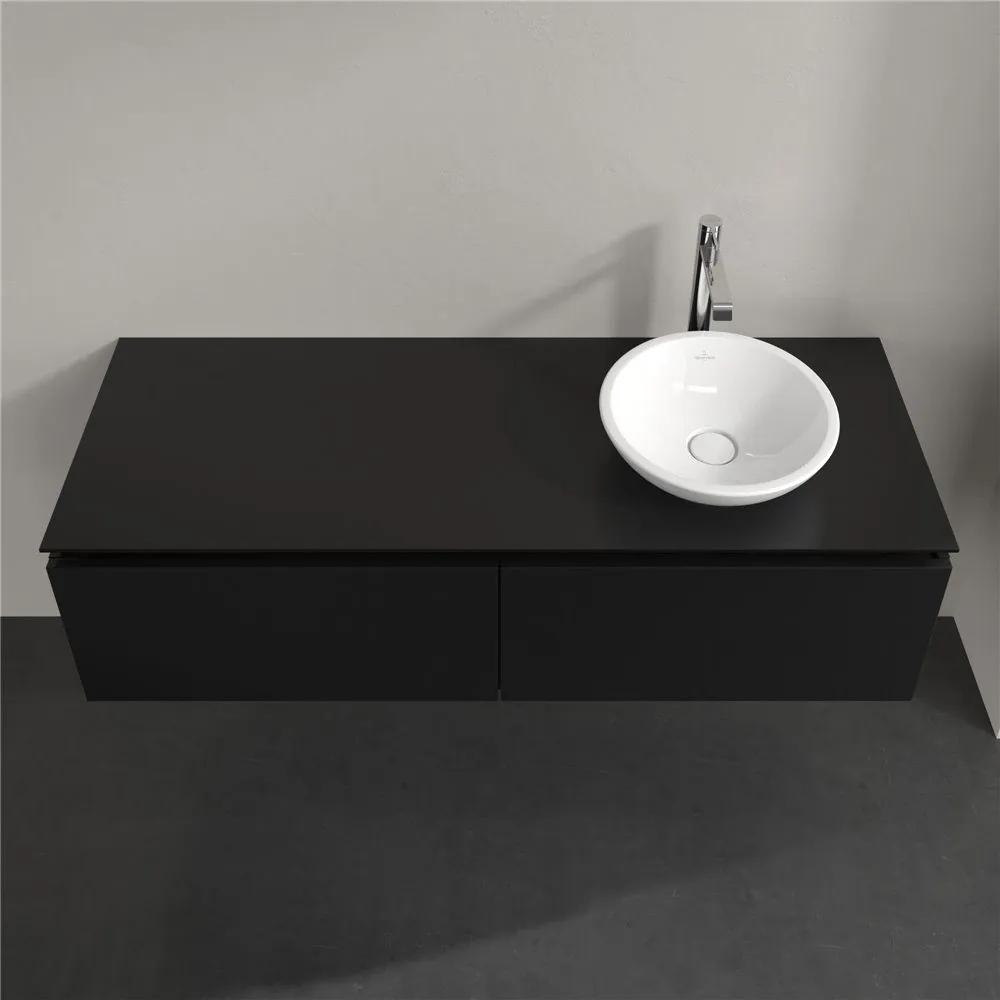 VILLEROY &amp; BOCH Legato závesná skrinka pod umývadlo na dosku (umývadlo vpravo), 2 zásuvky, 1400 x 500 x 380 mm, Black Matt Lacquer, B58900PD