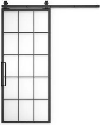 Železné interiérové dvere dvere so sklom 60cm, 203cm, Surová oceľ bez povrchovej úpravy