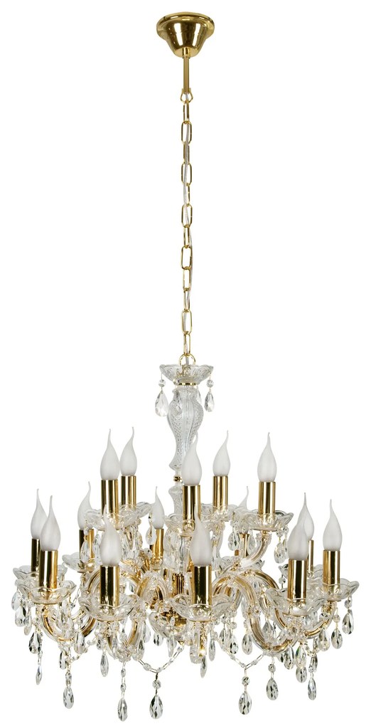 Candellux Zlatý krištáľový luster Maria Teresa pre žiarovku 15x E14 30-95810