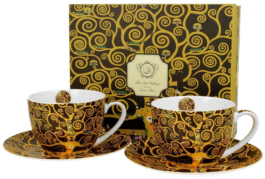 Porcelánová šálka s podšálkou Klimt Tree Of Life 250 ml sada 2ks