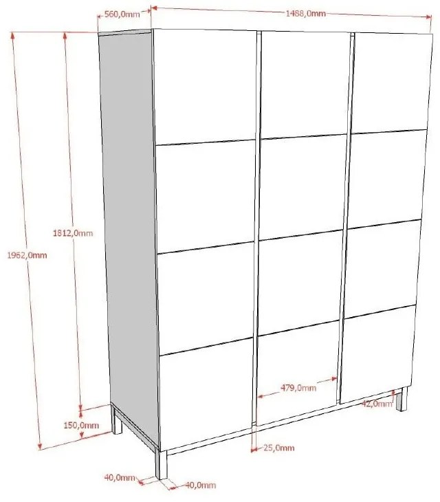 Biela detská šatníková skriňa 149x196x58 cm Eva – Vipack