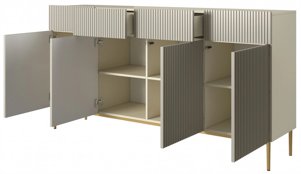 Komoda so zásuvkami Nicole 200 cm - kašmír / zlaté nohy