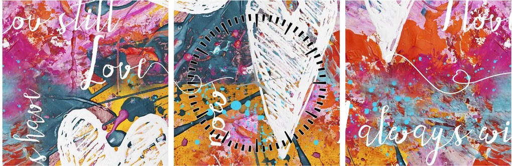 Obraz - Srdce na abstraktnom pozadí (s hodinami) (90x30 cm)